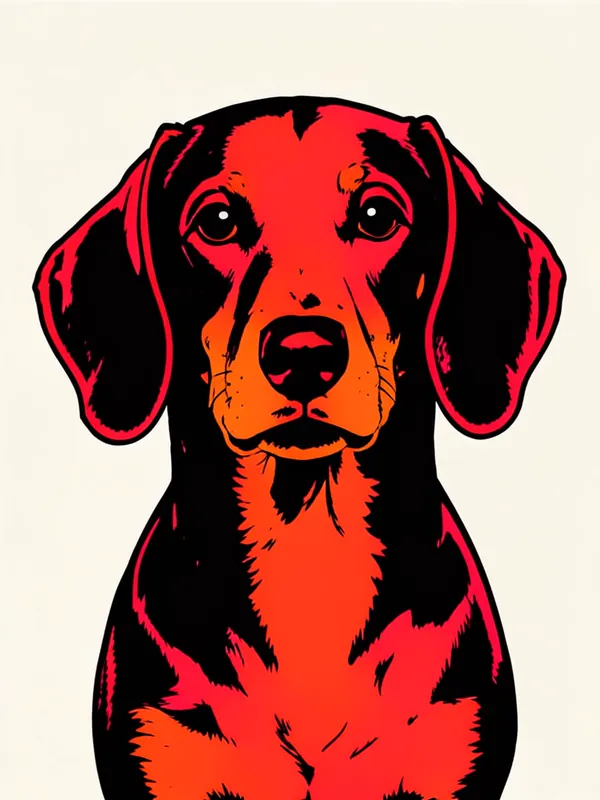 Retrato pop art de un perro en colores vivos sobre fondo liso